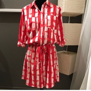 Solution berry checked shirt dress size 6